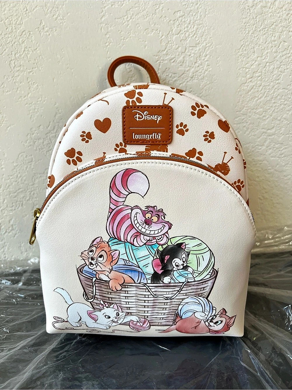 Loungefly Disney Cats Chesire Marie Figaro Oliver Yarn Mini Backpack - NWT